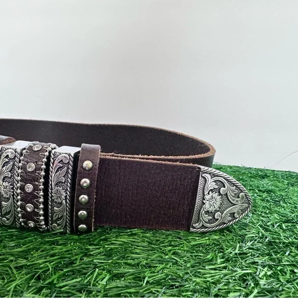 Nocona Brown 100% Leather Belt with Silver Buckle size small